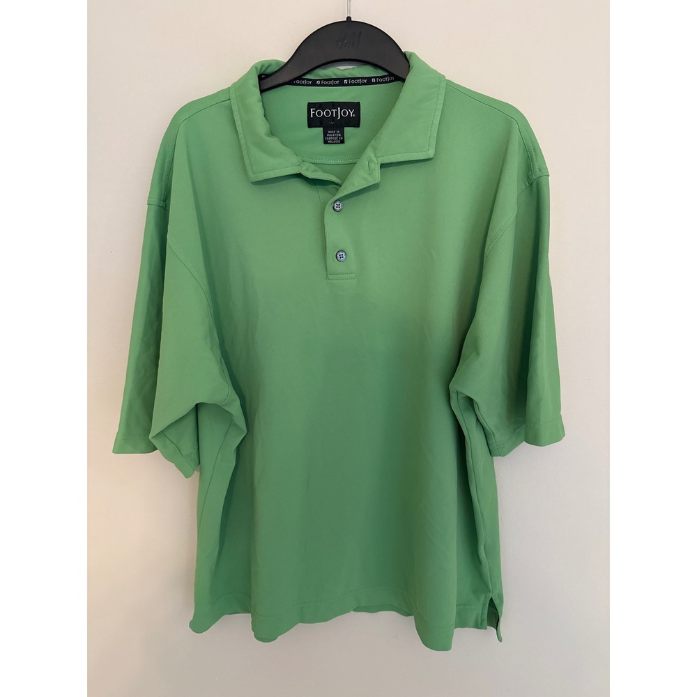 FootJoy Mens Green Short Sleeve Golf Polo Shirt Performance Pique‎ Logo Large